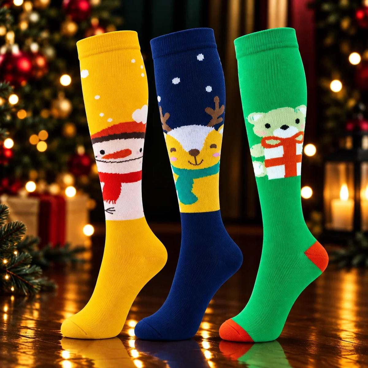 ErgiloJoyful- Stödstrumpor med julmotiv