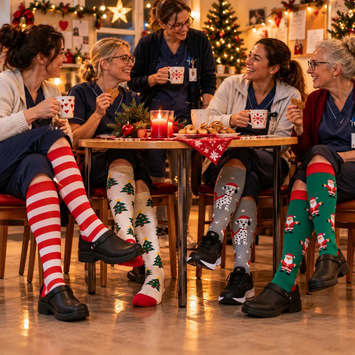 ErgiloJoyful- Stödstrumpor med julmotiv