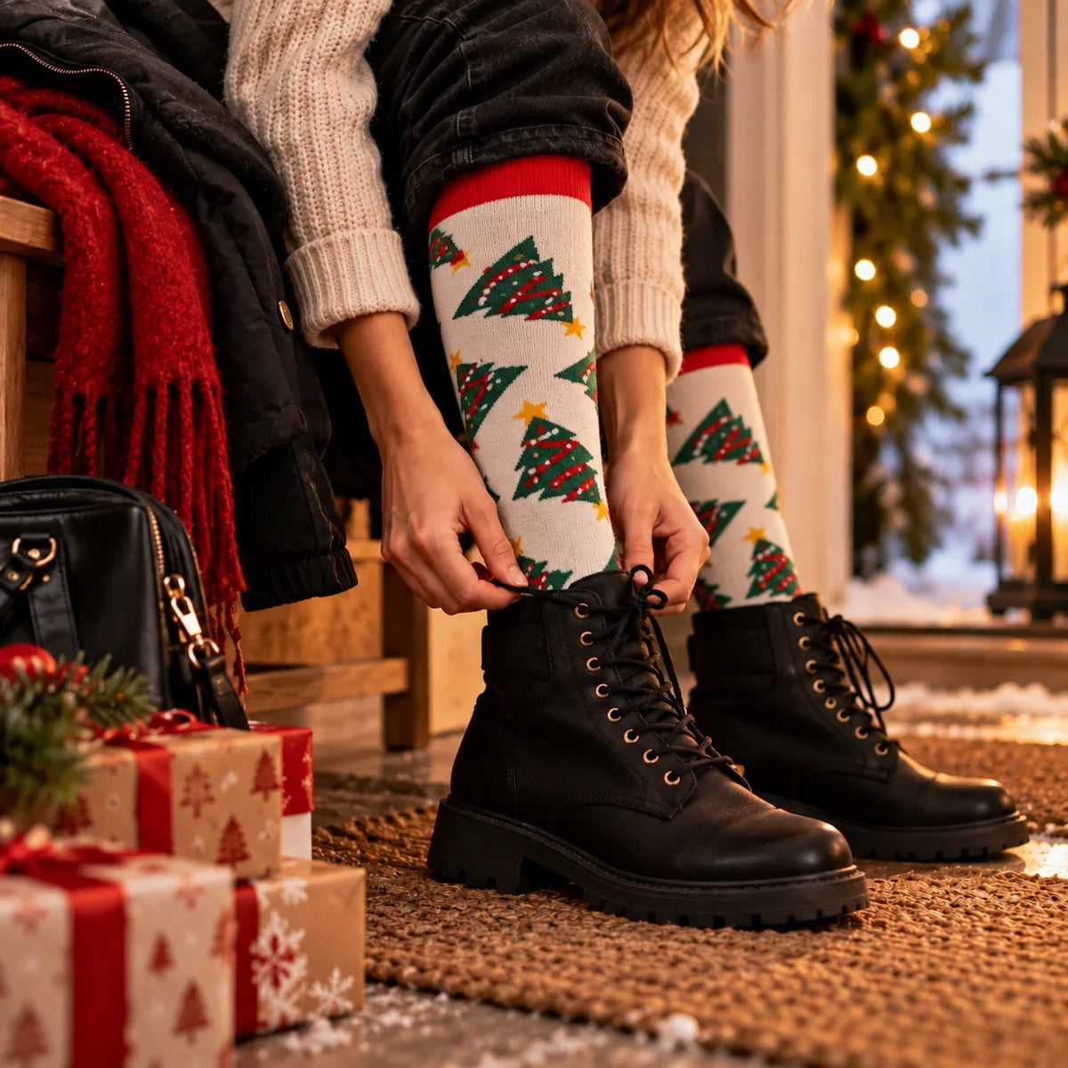 ErgiloJoyful- Stödstrumpor med julmotiv