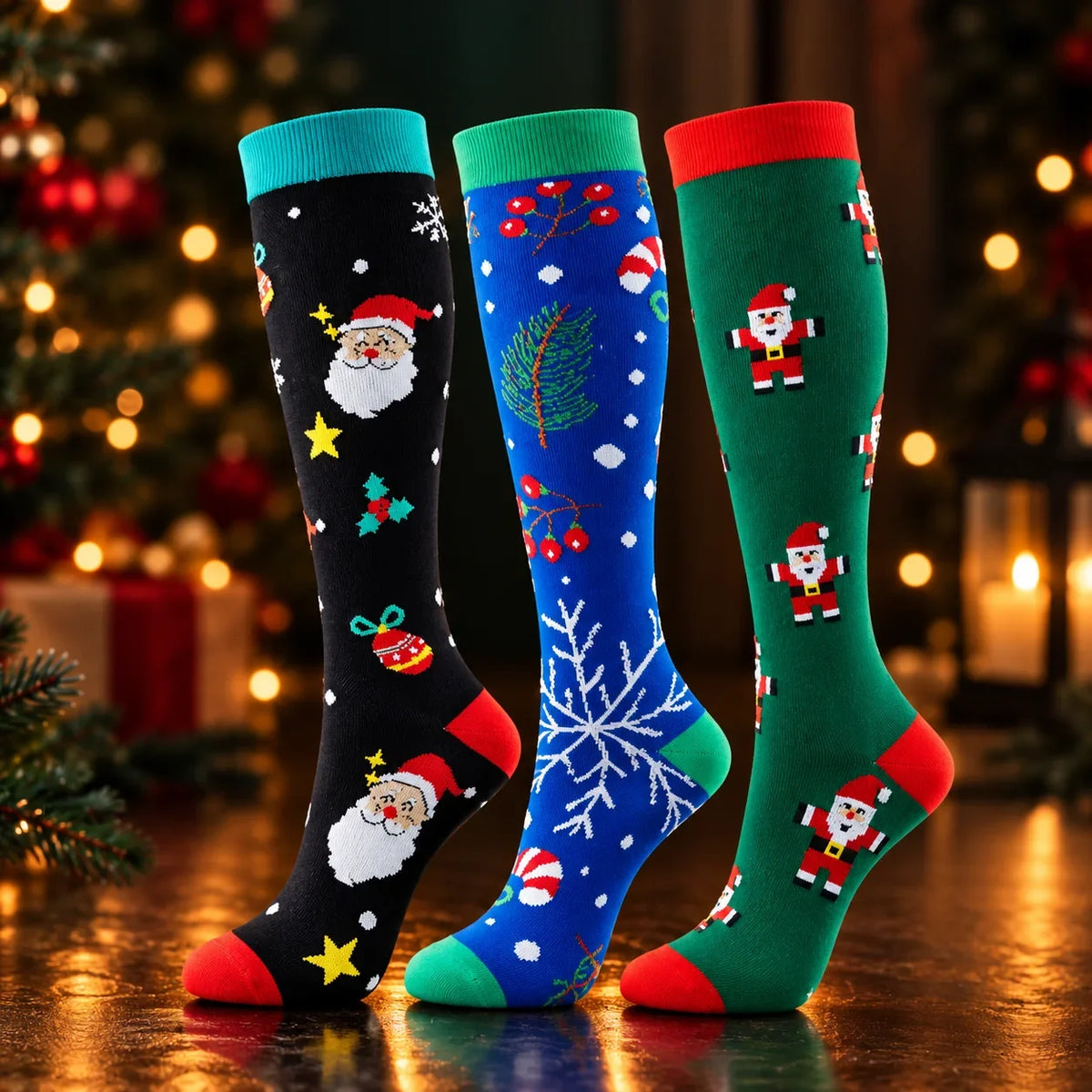 ErgiloJoyful- Stödstrumpor med julmotiv