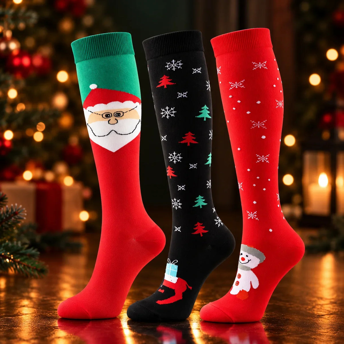 ErgiloJoyful- Stödstrumpor med julmotiv