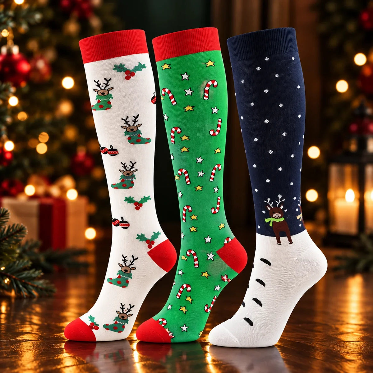 ErgiloJoyful- Stödstrumpor med julmotiv