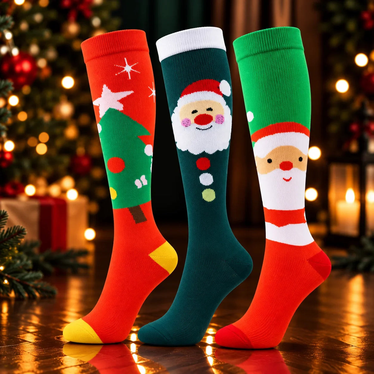ErgiloJoyful- Stödstrumpor med julmotiv